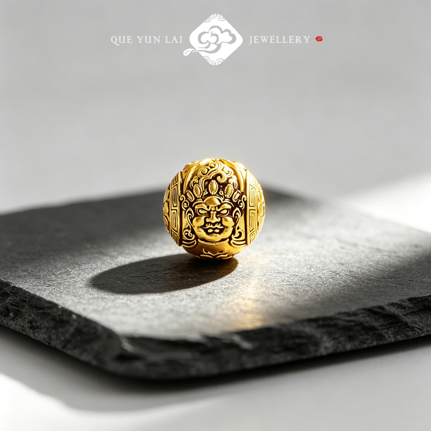 999足金古法黑金黄财神黄金隔珠图片