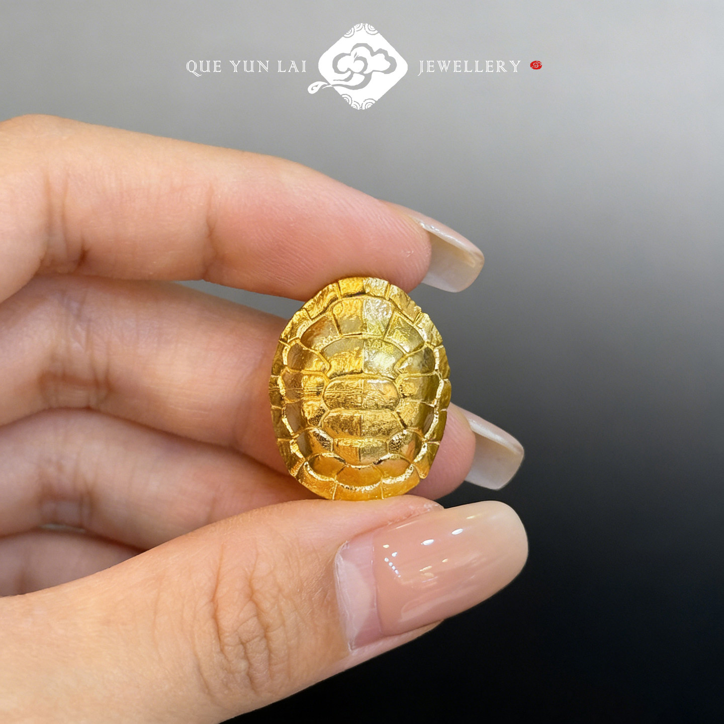 999足金龟壳隔珠古法黄金吊坠图片