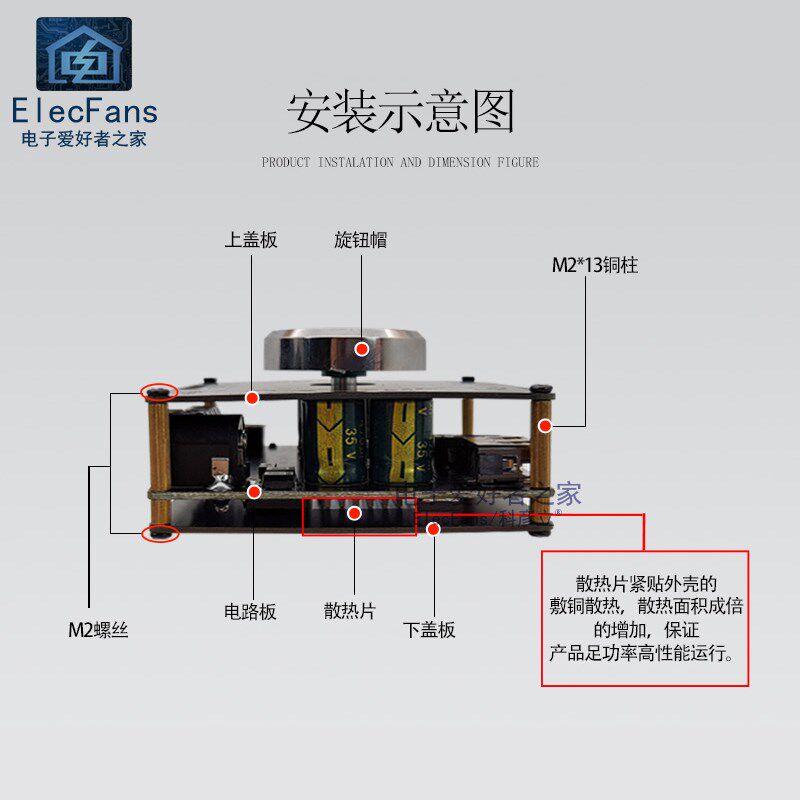 蓝牙数字功放板模块XY-AP100H 2路*100W立体声HiFi TPA3116D2芯片