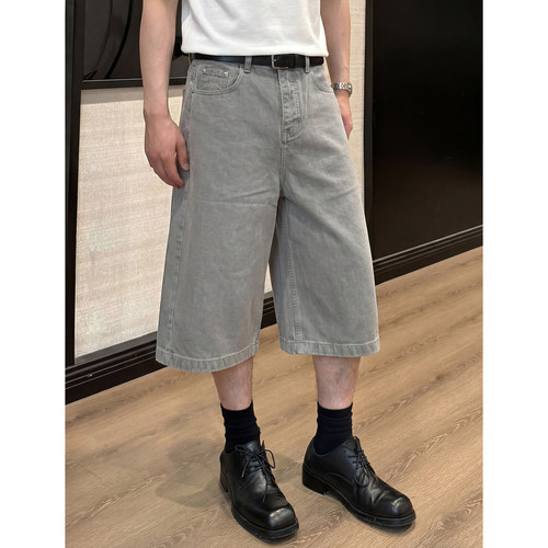 男士复古风高腰休闲牛仔七分裤