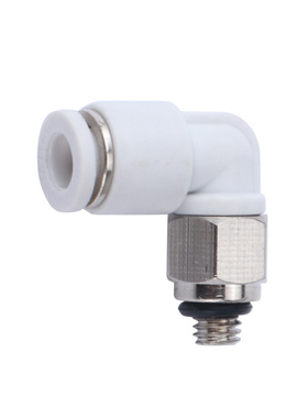白色气动快速微型迷你接头气管快插PL4-M3/M4/M5/6mm螺纹弯通接头