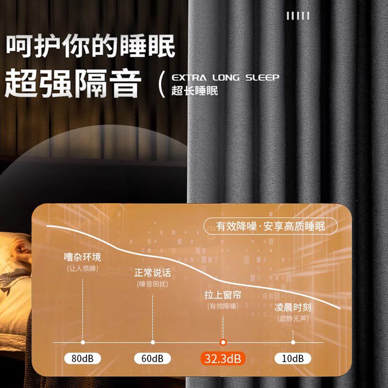 隔音窗帘超强隔音加厚全遮光卧室棉麻专业马路吸音遮阳隔热防晒布