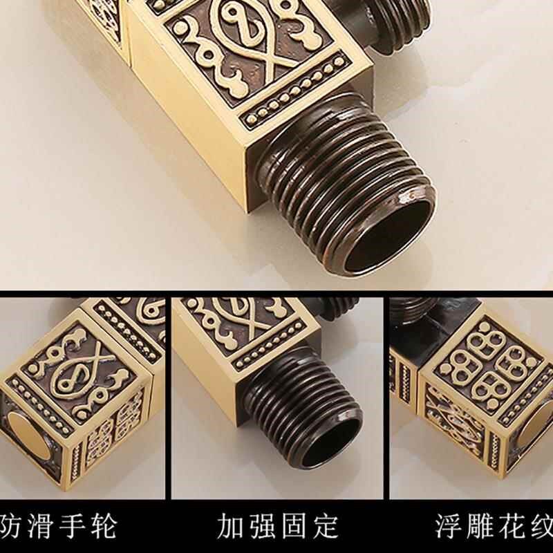 仿古全铜三角阀 雕花复古加厚冷热三角阀 黑色角阀防爆止水阀