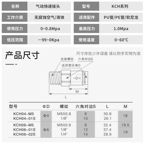 气动自封阀KCH04-M5拔管自闭式快速接头KCE06/08快插00/01/03/02S