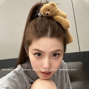 【下单立减50】独特个性可爱小熊毛绒发夹卡通玩偶刘海夹少女心HX