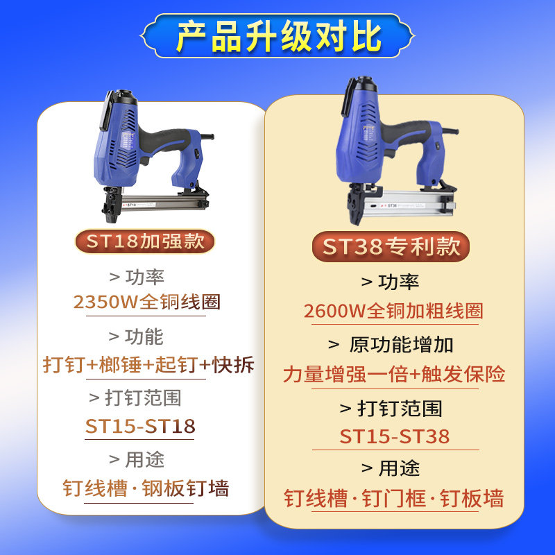 新艺ST38ST18电动钉枪射钉钢钉枪混凝土打钉器水泥墙排钉线槽神器