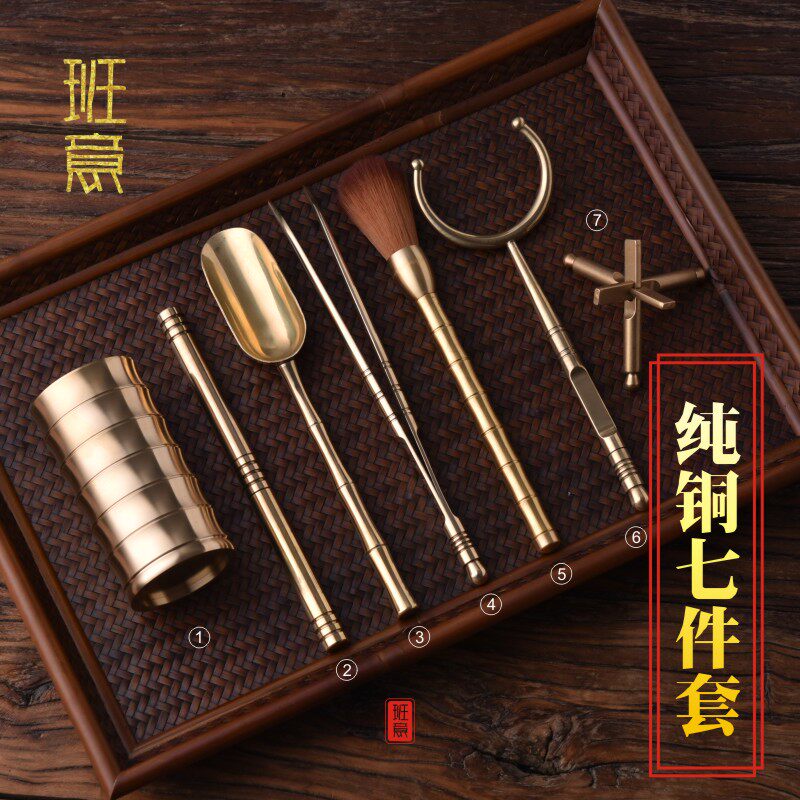 茶道纯铜六君子茶夹洗杯夹茶勺茶筒茶刀整套功夫茶具茶道零配件