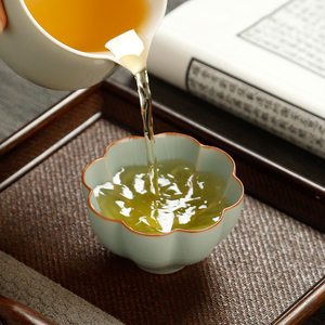 天青汝窑开片品茗杯主人杯陶瓷闻香茶杯茶盏家用个人茶碗功夫茶具