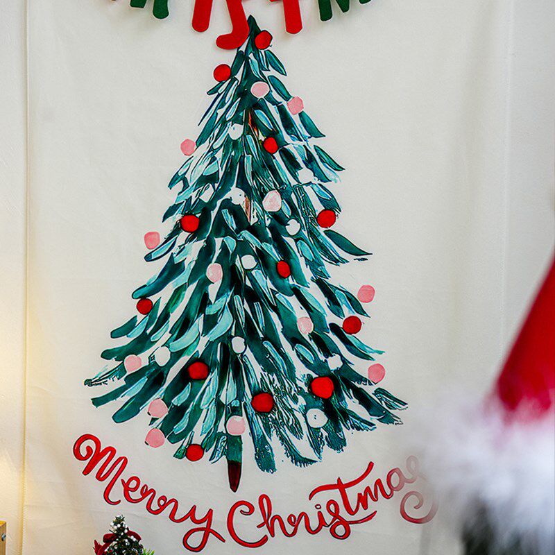 ins韩风圣诞树背景布圣诞节装饰品christmas装饰场景布置挂布墙布