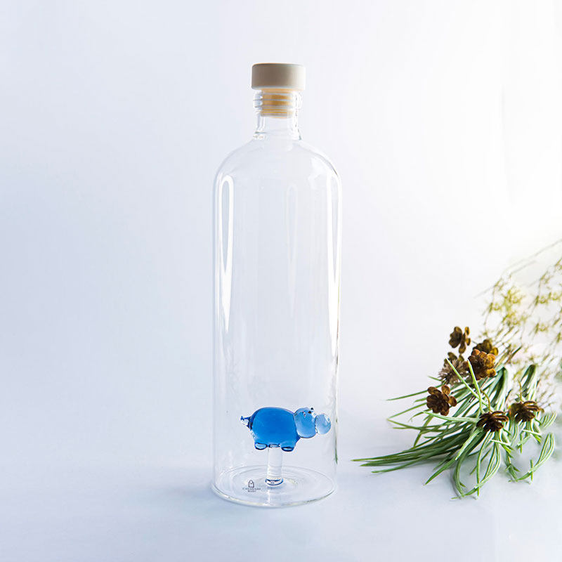 意大利Ichendorf透明玻璃冷水壶大容量动物水瓶 家用冷饮果汁壶1L