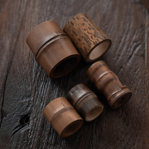 落笙老竹节盖置手工竹制紫砂壶盖托架搁置茶宠茶道功夫茶具零配件
