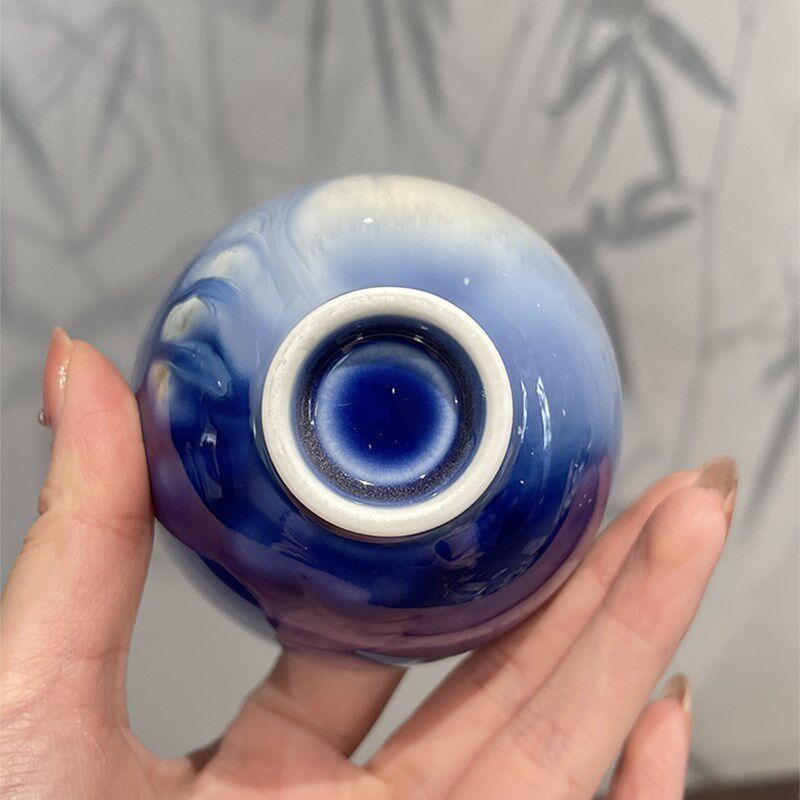 惊蛰 窑变工艺蔚蓝色落樱星空杯茶盏主人杯陶瓷手工品茗杯单杯