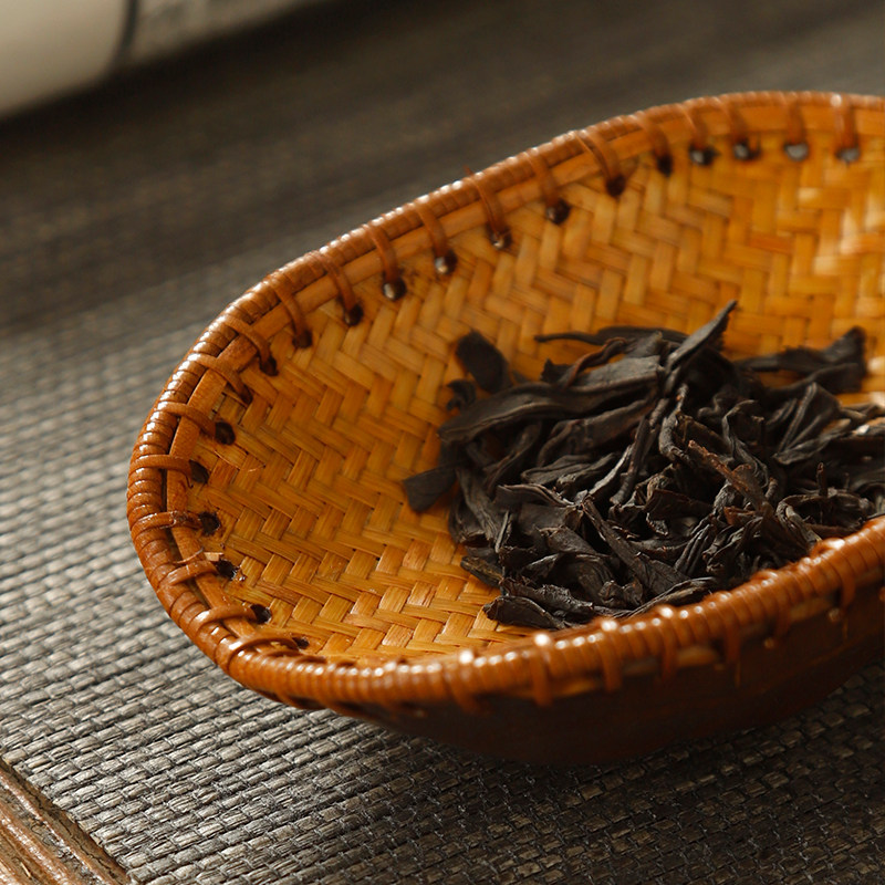 大漆竹编天然真乌龟壳茶则高档藤编簸箕赏茶荷文玩龟甲竹富甲一方