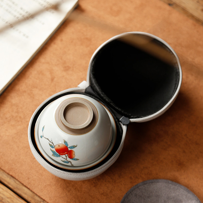 汝窑陶瓷快客杯旅行便携茶具套装一壶一杯单人茶包随身泡茶迷你小