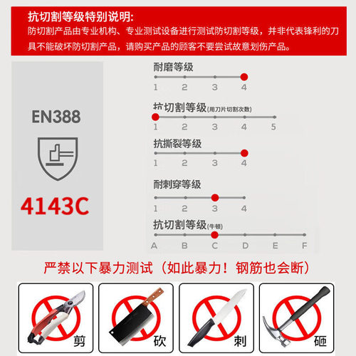 5级防切割手套HPPE防咬防刺伤屠宰EN388磨砂PU杀鱼手指套劳保手套