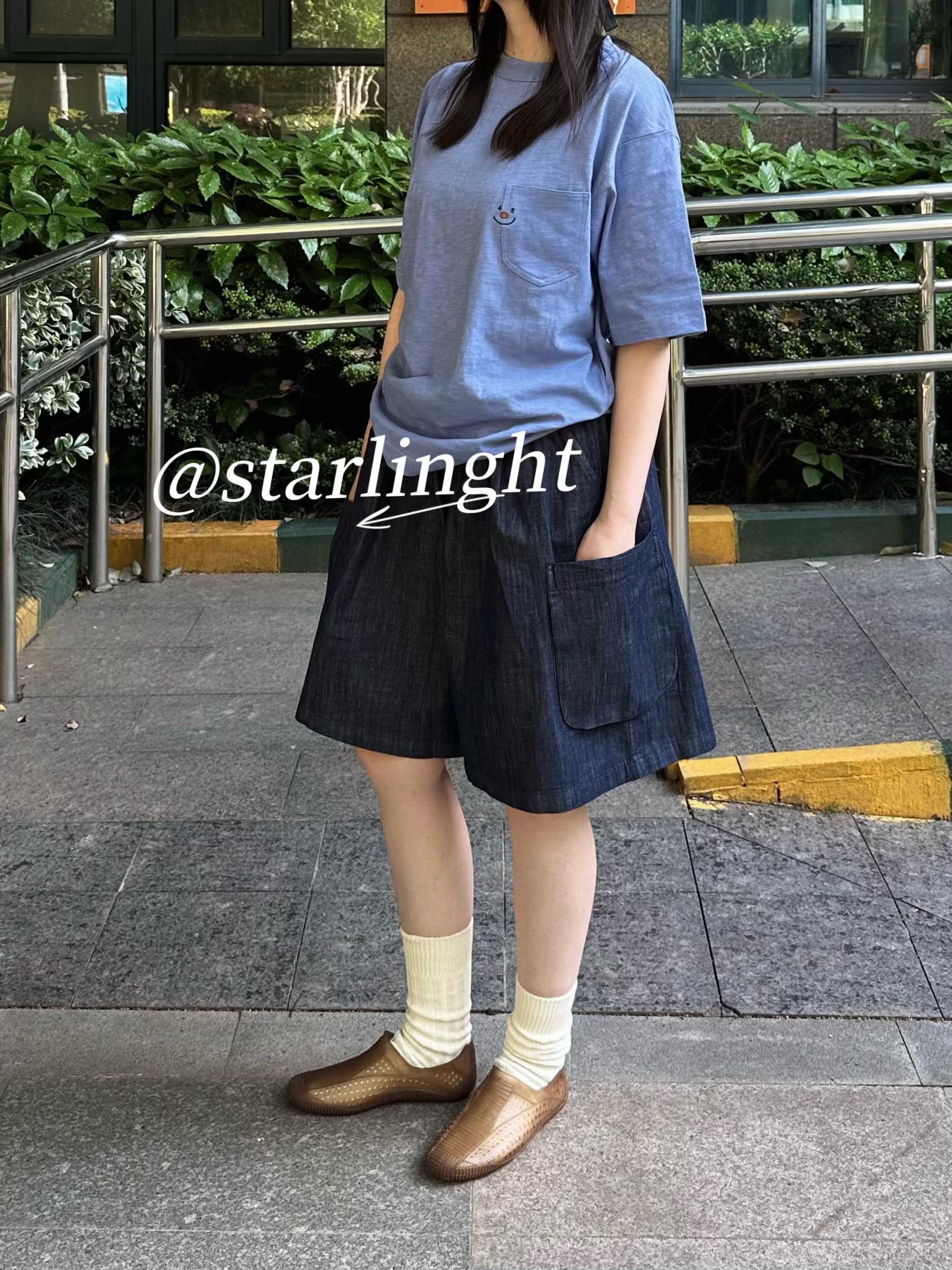 日系牛仔短裤女款夏季软牛仔松紧休闲裤
