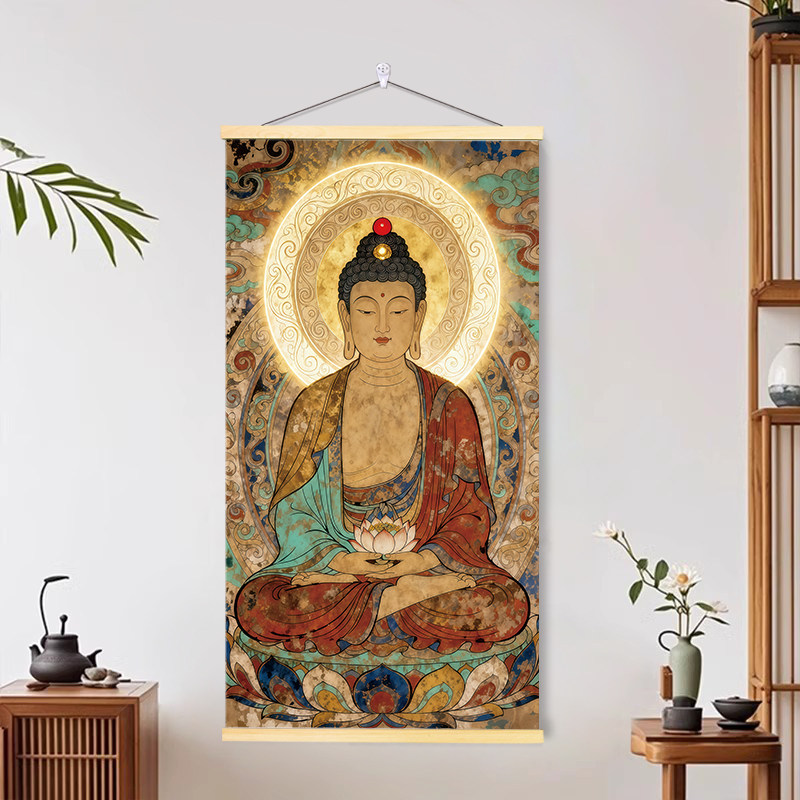 中式国风八大守护神卷轴挂画