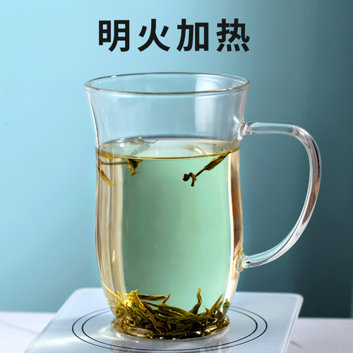 茶杯日式绿茶玻璃杯三件套茶水分离男泡茶杯耐高温玻璃女花茶水杯