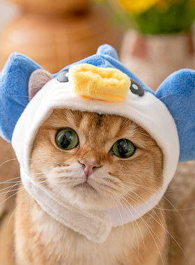 小猫咪头套帽子专用虎头帽宠物无毛猫可爱春季布偶猫小猫时尚头饰
