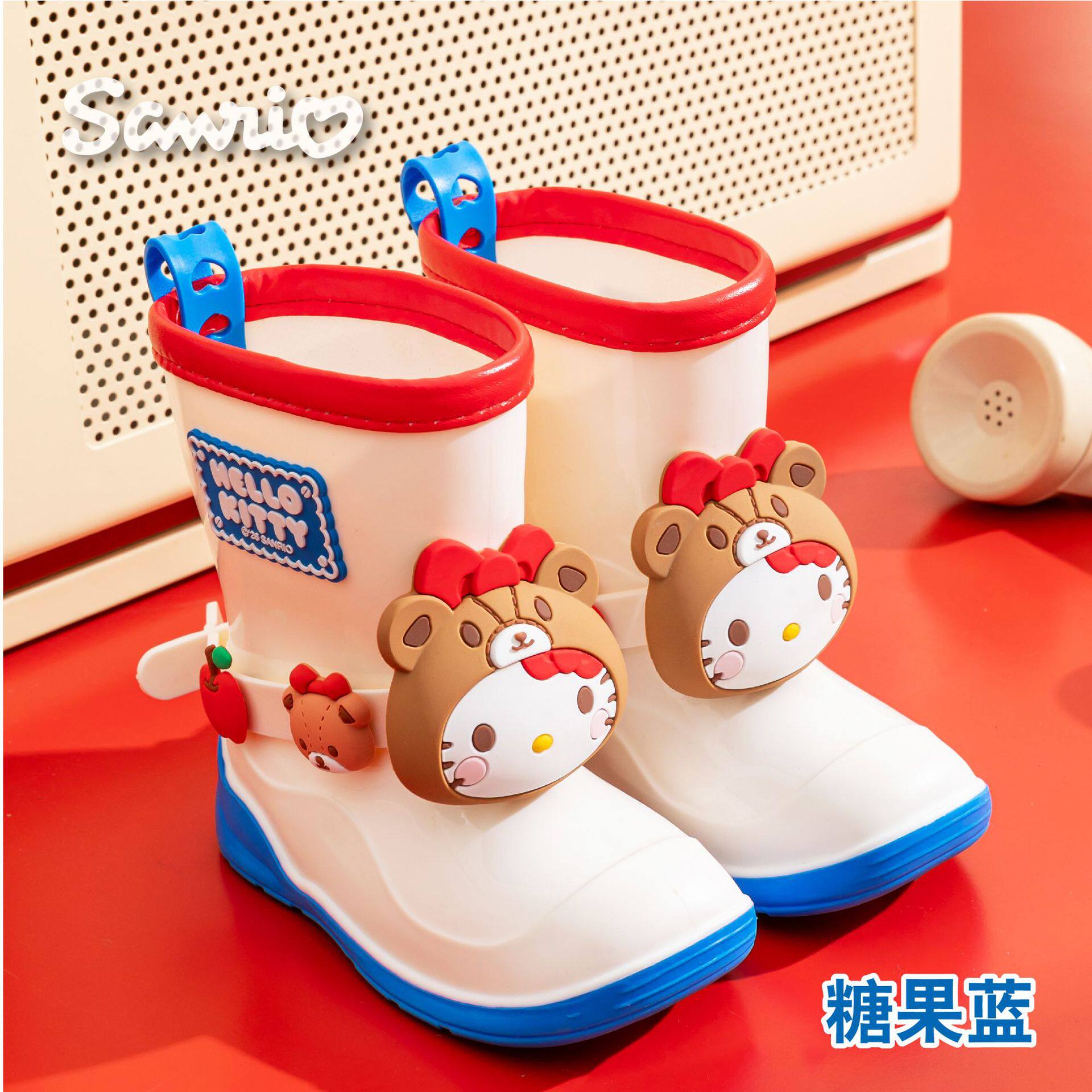 KT猫儿童中筒雨鞋卡通可爱防滑雨靴中大童幼儿园套鞋女孩水靴防滑