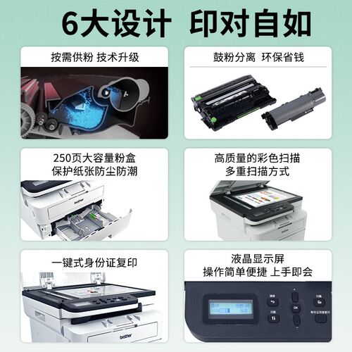 兄弟DCP-B7520/B7628DW黑白激光自动双面无线远程多功能打印机