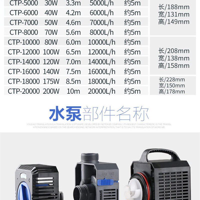 森森格池CTP变频水泵大鱼缸变频潜水泵过滤泵抽水泵静音潜水泵