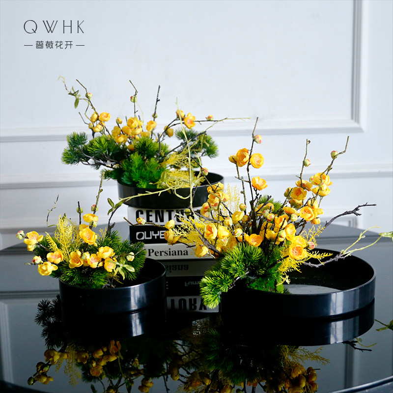 新中式轻奢餐桌花手工仿真花套餐摆件假花装饰酒店客厅摆设桌花