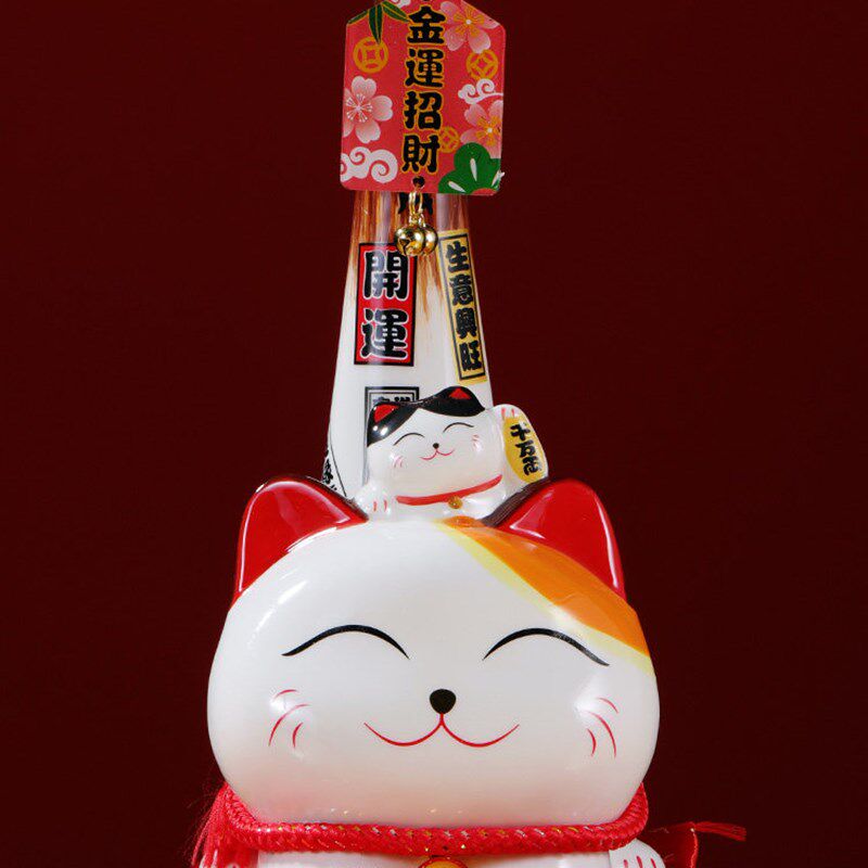 招财猫金运招财长尾猫办公室旺铺居家纳福存钱罐开业送礼装饰摆件