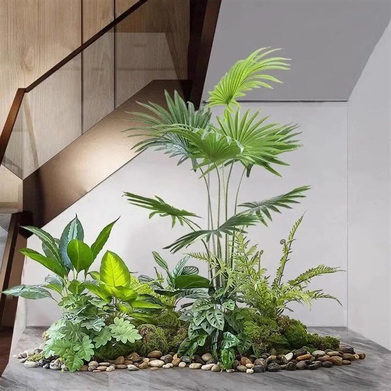 仿真绿植景观造景组合假树植物楼梯橱窗室内装饰摆设蕨类轻奢大气