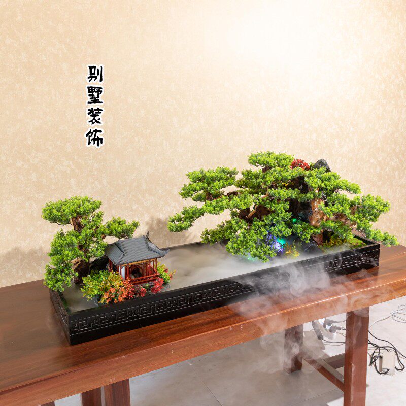 办公室领导装饰高档桌面摆件装饰品办公桌假山流水喷漆玄关微景观