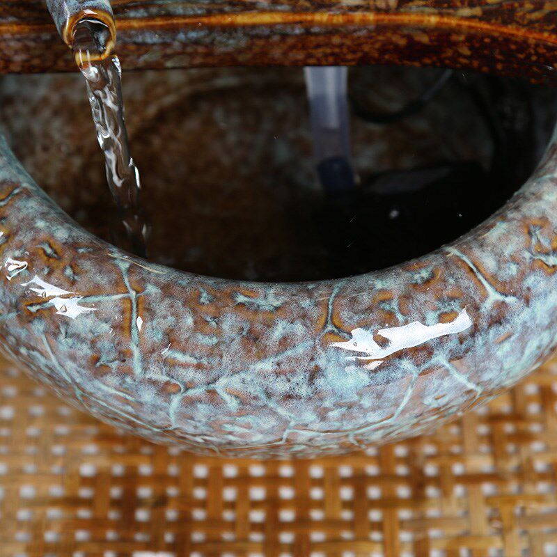 陶瓷流水工艺品家居装饰品加湿器流水喷泉摆件石磨风水球招财摆件