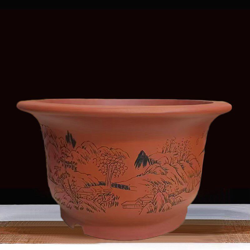 特大号紫砂花盆圆形高档加深树桩精品盆景盆发财树三角梅杜鹃花盆