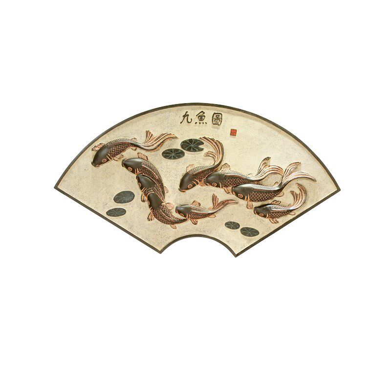 客厅装饰画新中式现代荷花九鱼图聚财风水招财壁画餐厅九条鱼挂画
