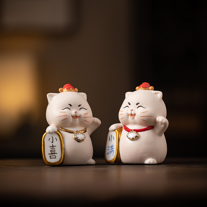 可爱卡通萌猫摆件家居客厅办公桌面装饰品创意乔迁开运礼品小摆设