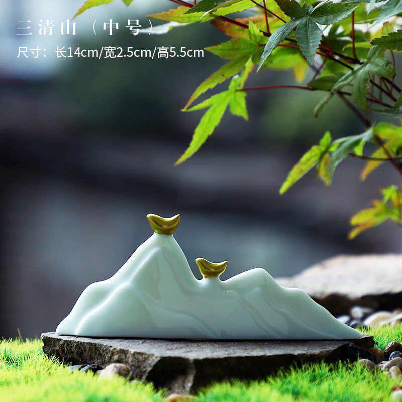陶瓷仿真假山石头摆件花盆园艺鱼缸流水造景桌面博古架装饰品配件