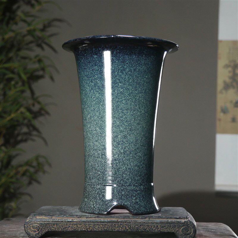 紫砂花盆陶瓷兰花盆老均釉雪花釉春秋雪花釉仿古盆兰盆透气花瓣形