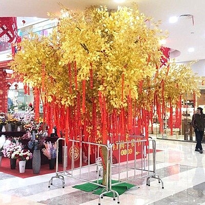 仿真金榕树发财树许愿树黄金树春节商场装饰摆件公司年会场景布置