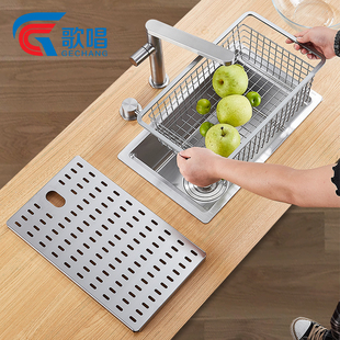 歌唱岛台水槽吧台水池盆不锈钢中盆间厨房方形手工台小型茶水加厚