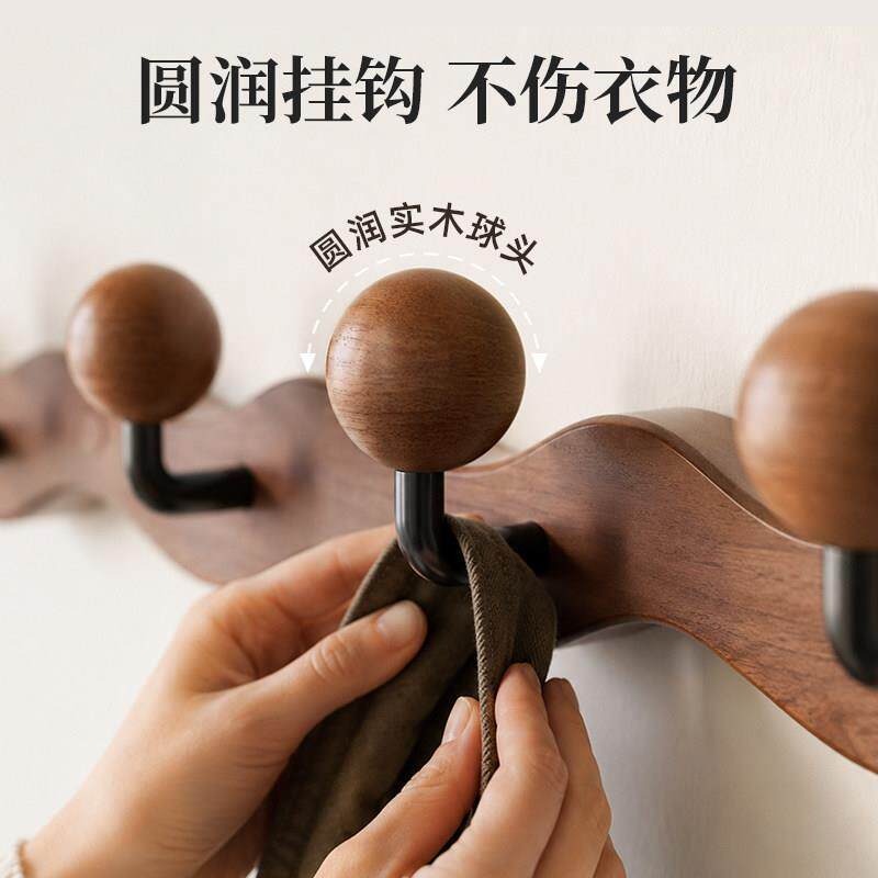 户挂实木衣钩进玄关入门创意衣服衣帽挂钩免门打孔挂衣架445墙上