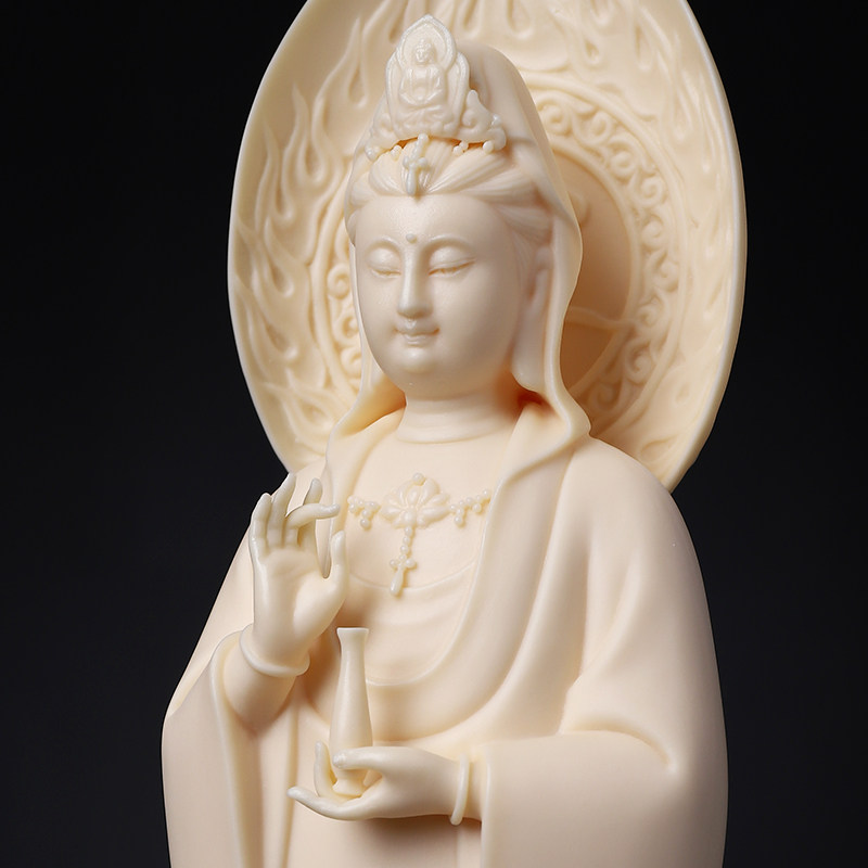 戴玉堂立莲观音佛像地藏菩萨西方娑婆三圣如来佛阿弥陀佛陶瓷摆件