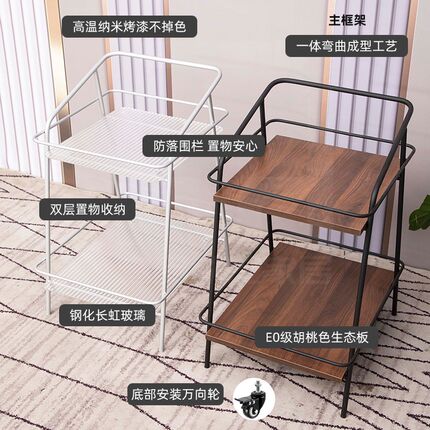 中古风手推车沙发边几餐厅推车置物架美式推车边几酒店零食小推车