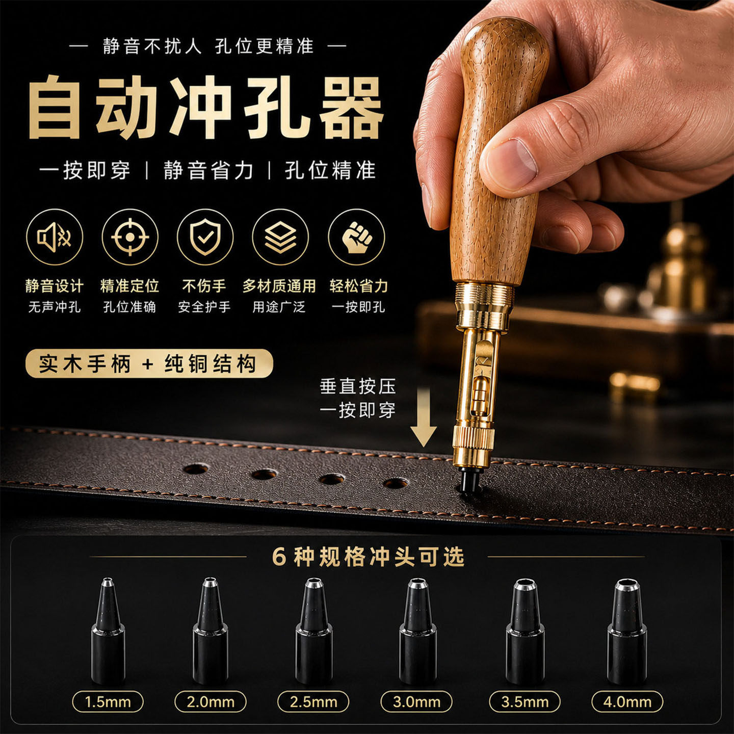 自动皮带冲无声打孔器换头多功能