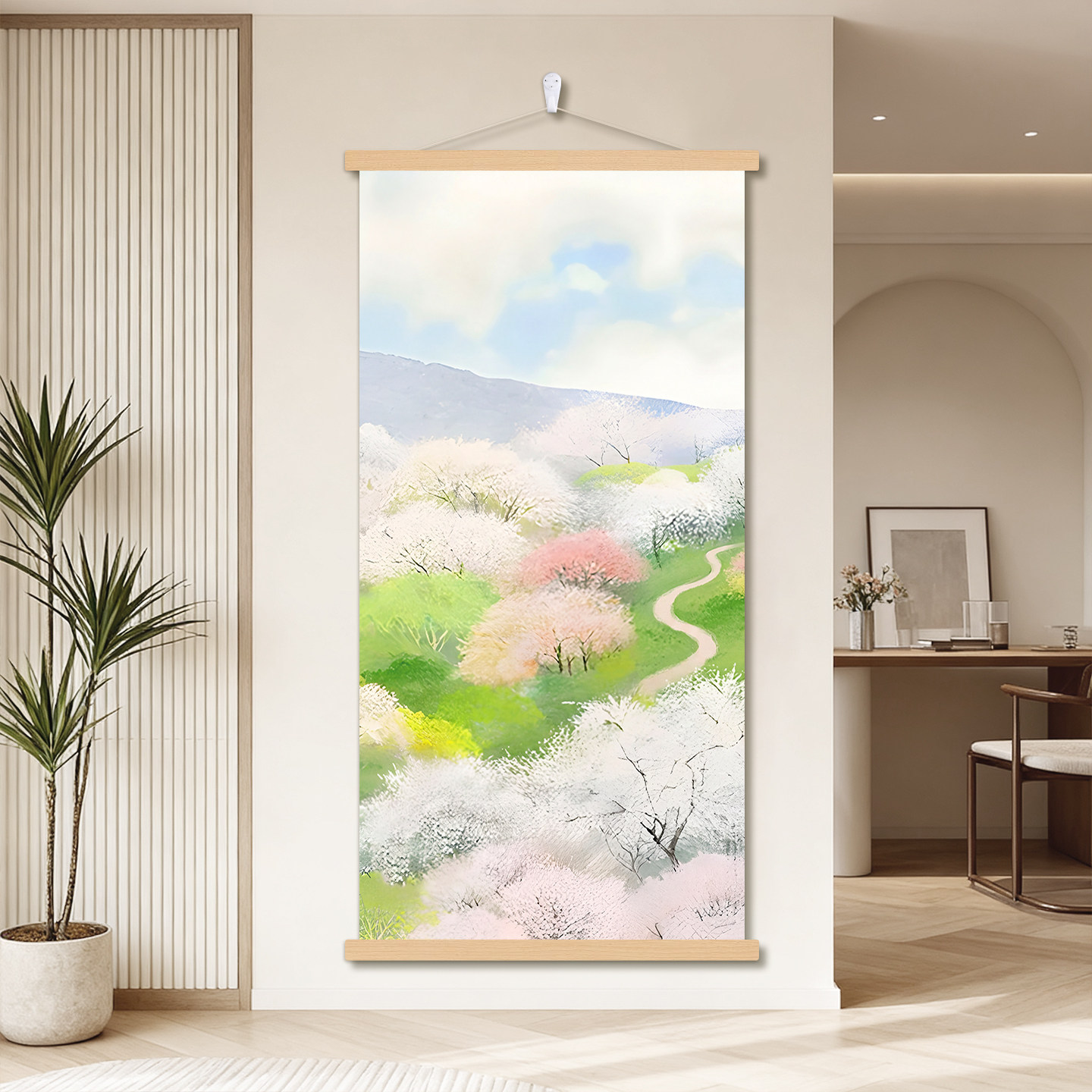 日式原木野地美树子卷轴画