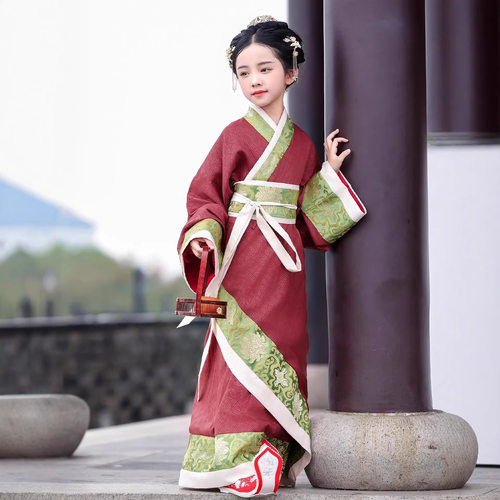 2026新款原创战国袍女童汉服儿童曲裾袍中国风走秀演出服摄影古装