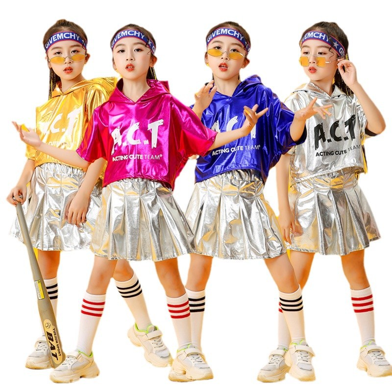 2026新款儿童爵士舞服套装亮片啦啦操啦队嘻哈演出服装女童街舞现