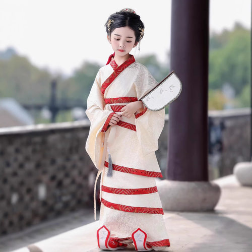 2026新款儿童战国袍女童汉服曲裾袍中国风走秀演出服摄影礼服古装