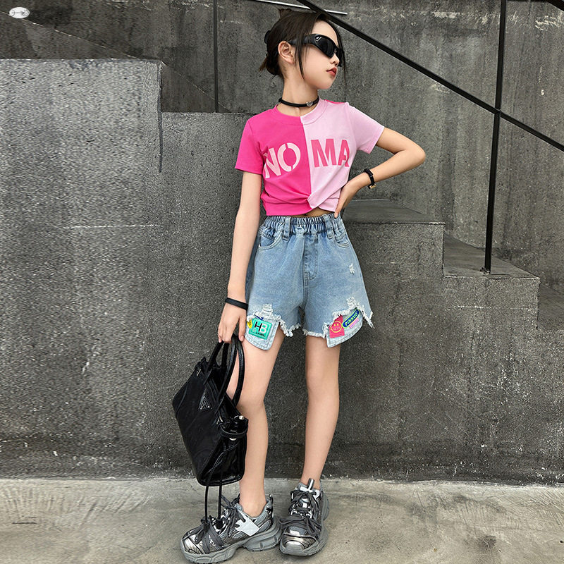 2026新款女童夏装套装中大童个性时尚街舞走秀服爵士舞短裤两件套