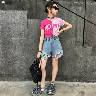 2026新款女童夏装套装中大童个性时尚街舞走秀服爵士舞短裤两件套