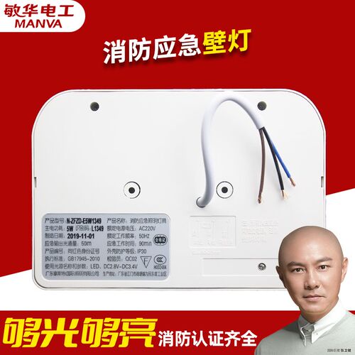 敏华电工消防应急壁灯新国标led照明楼道商场停电应急壁挂式照明