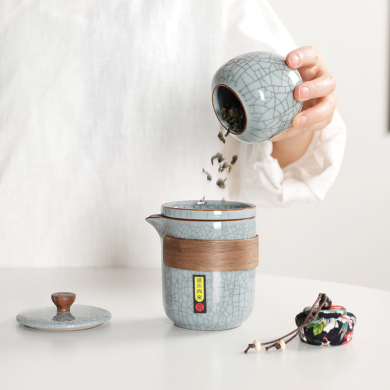 高档汝窑旅行茶具套装户外便携茶具家用随身泡茶神器旅游功夫茶具